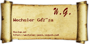 Wechsler Géza névjegykártya